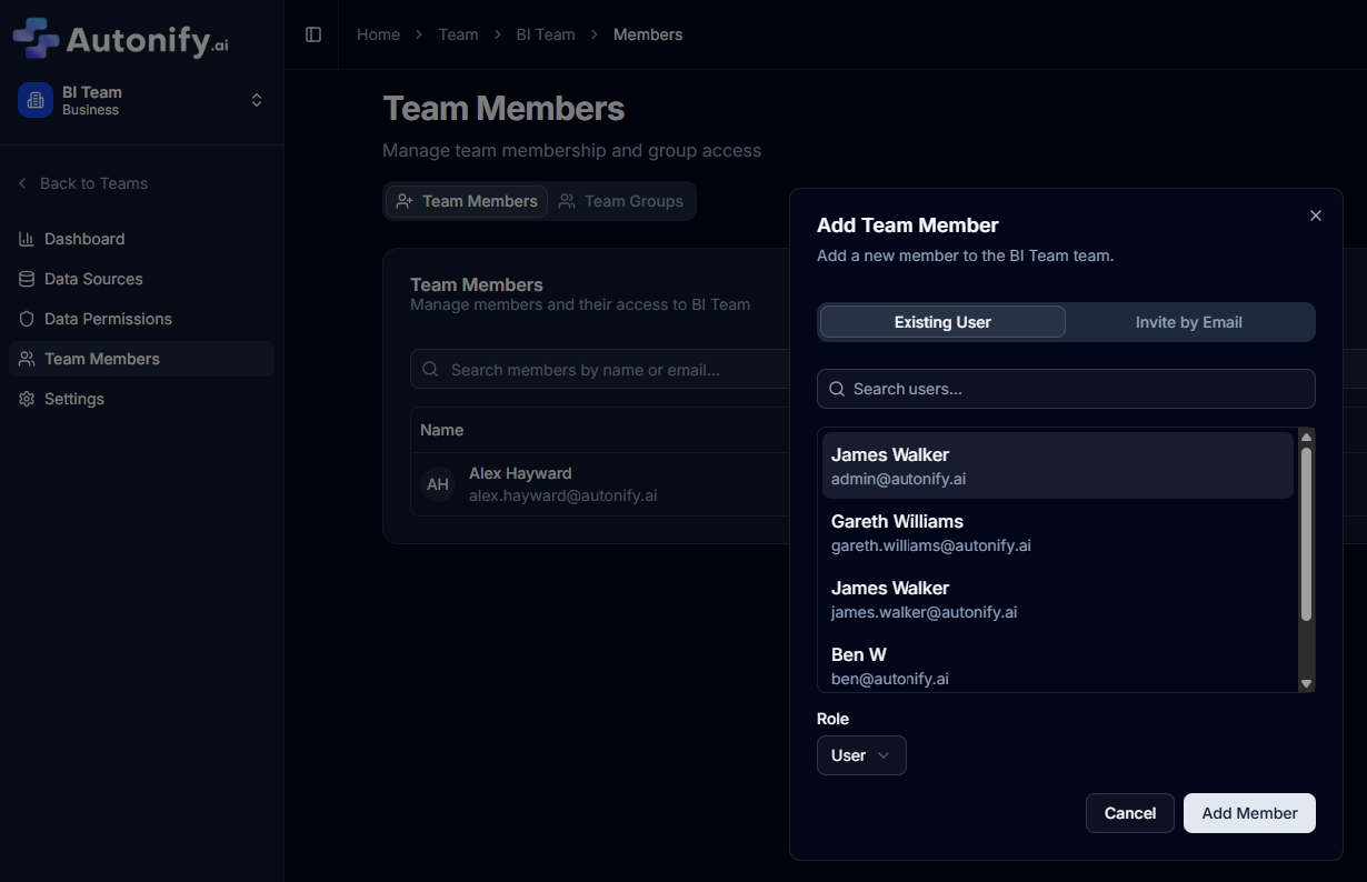 Add Team Member Dialog