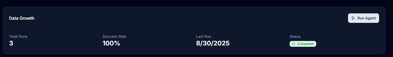 Agent run button and execution results
