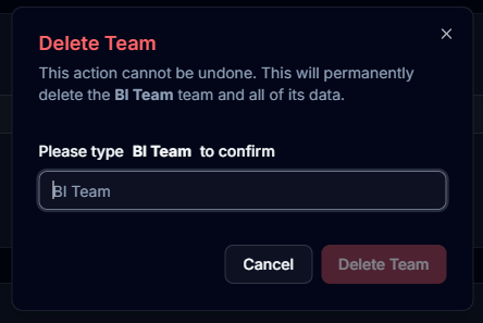 Delete Team Confirmation