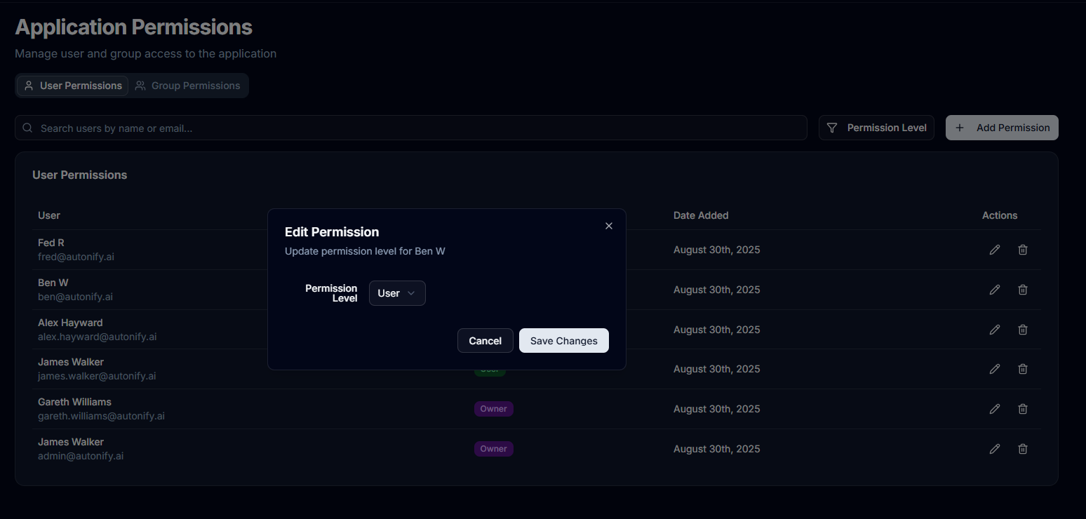 Edit User Permission