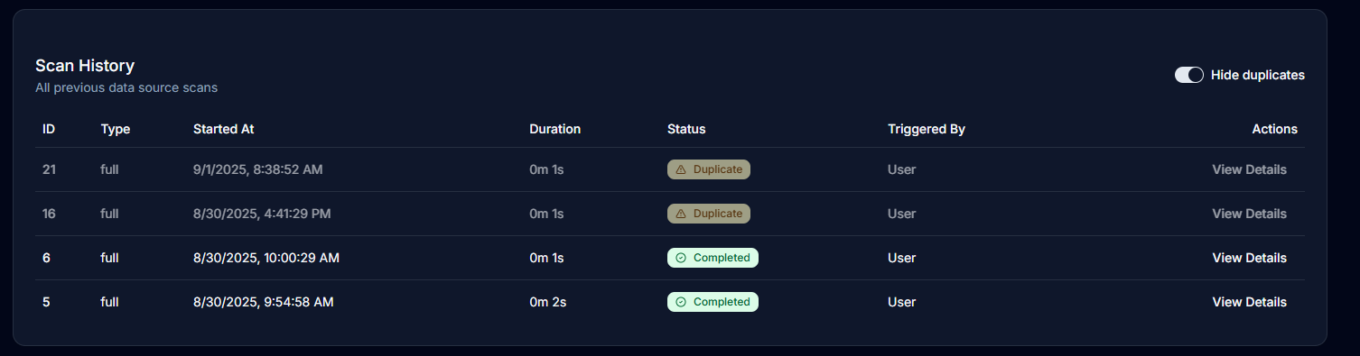 Show Duplicates Toggle