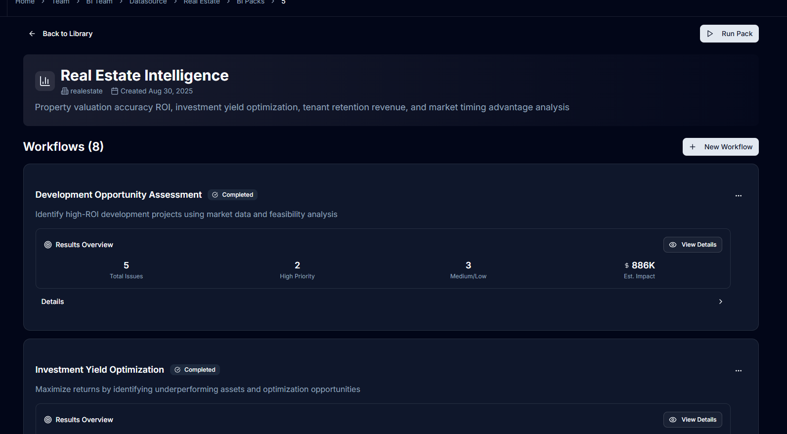 Workflow Card Dropdown